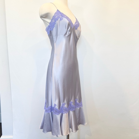 2002 Victoria’s Secret Silk Pastel Purple Lace Vintage Art Deco Midi Slip Dress - Picture 8 of 9